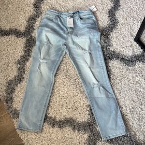 Forever 21 Light Blue Skinny Distressed Jeans
